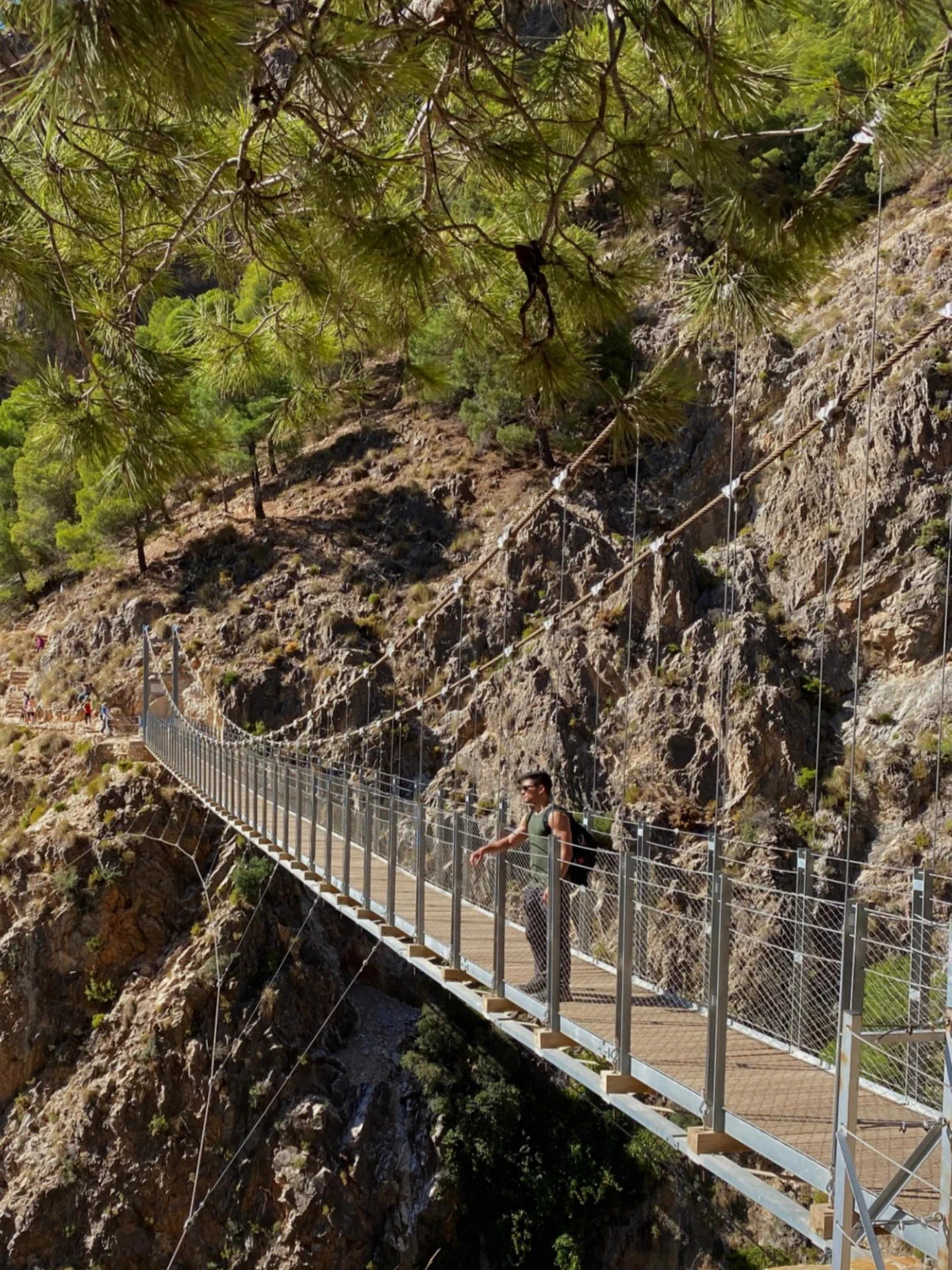 Pasarela metálica encajada en la pared del Saltillo del Río Almanchares
